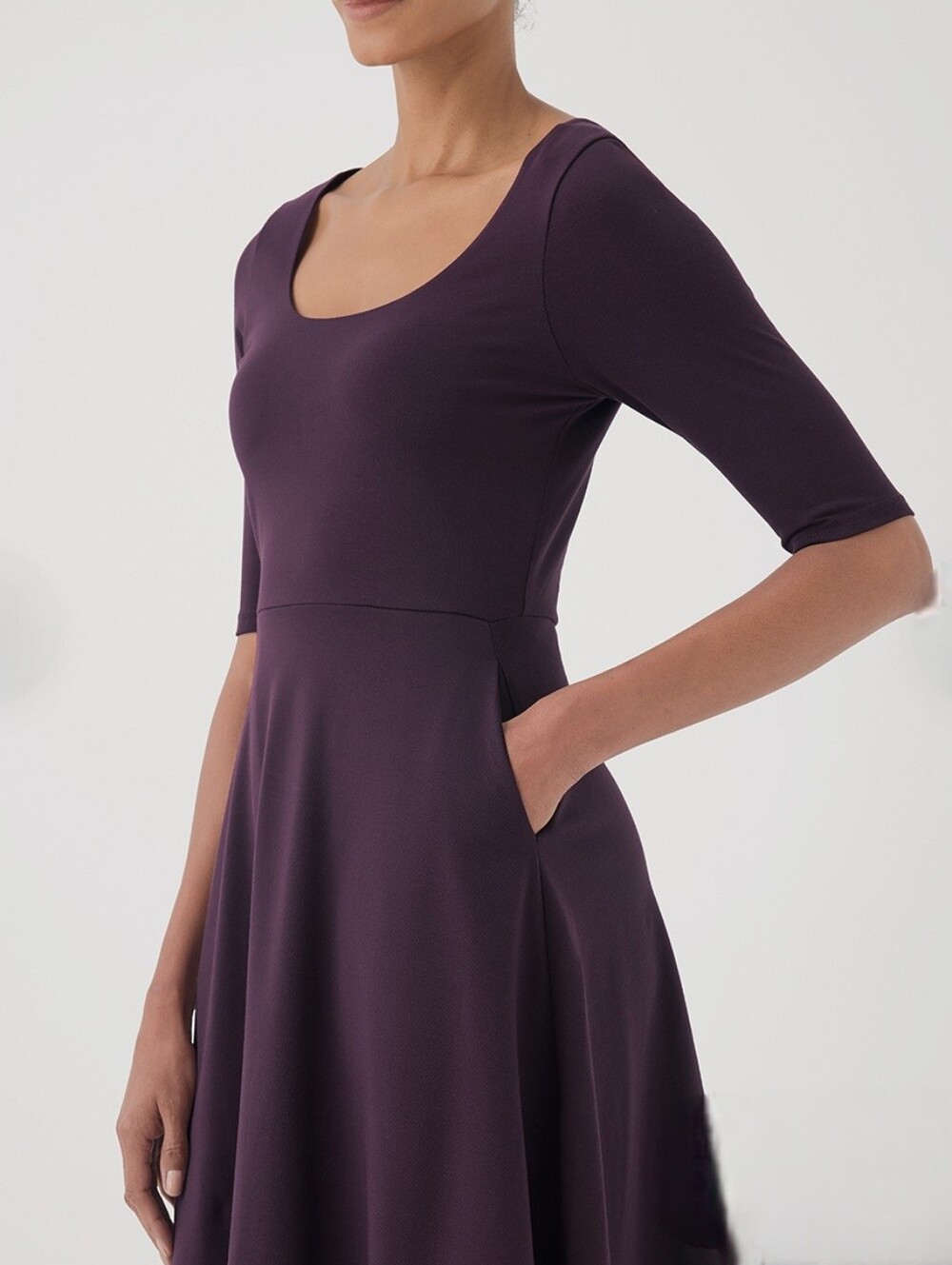 Pact Fit & Flare Double Scoop Neck Jersey Organic Cotton Dress Size XL - Picture 3 of 5